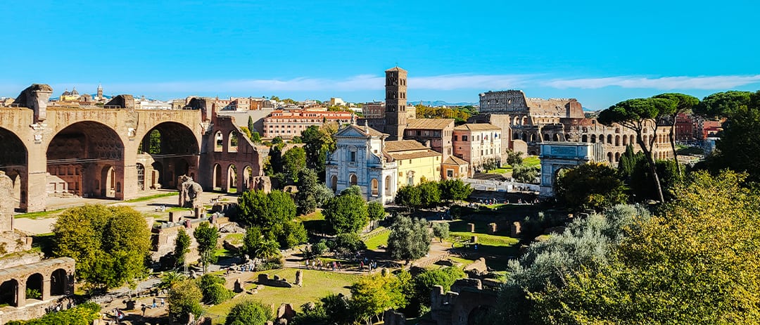 Auf dem Palatin in Rom mit Kindern - Ausblick über das forum Romanum